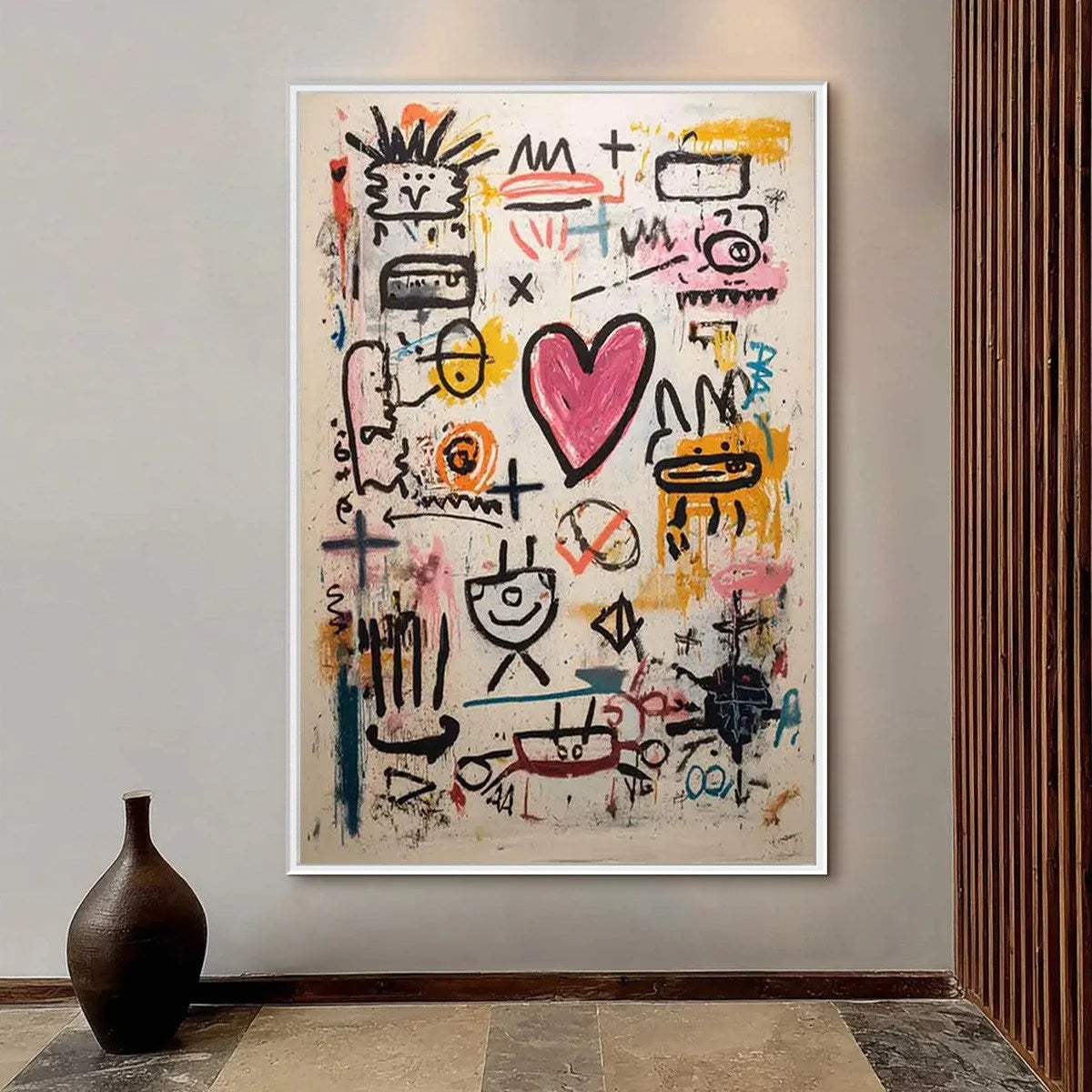 URBAN HEARTBEAT: Graffiti-Style Abstract Oil Painting | Abstract closeup, raised brushwork detail