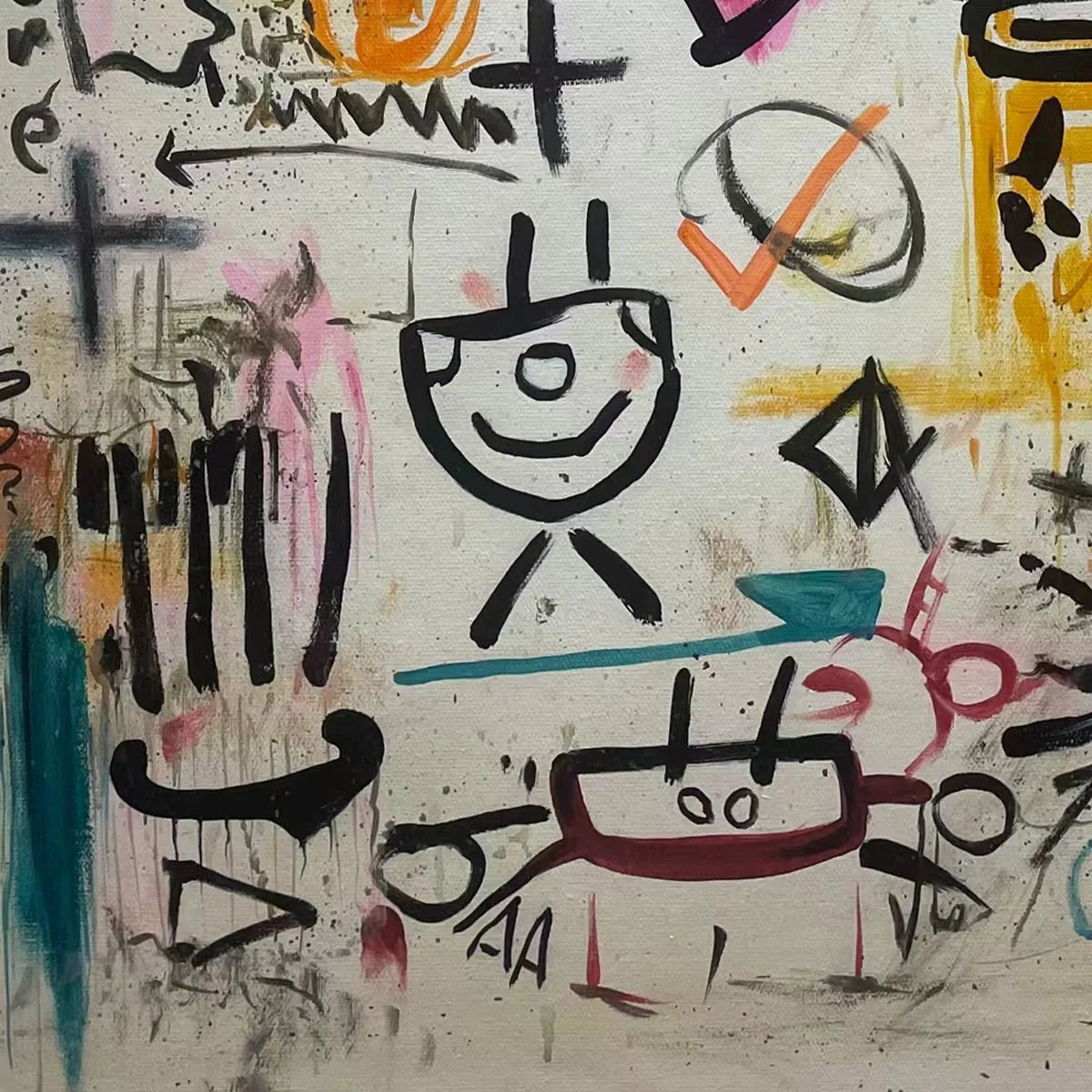 URBAN HEARTBEAT: Graffiti-Style Abstract Oil Painting | rolled canvas, ready for custom framing
