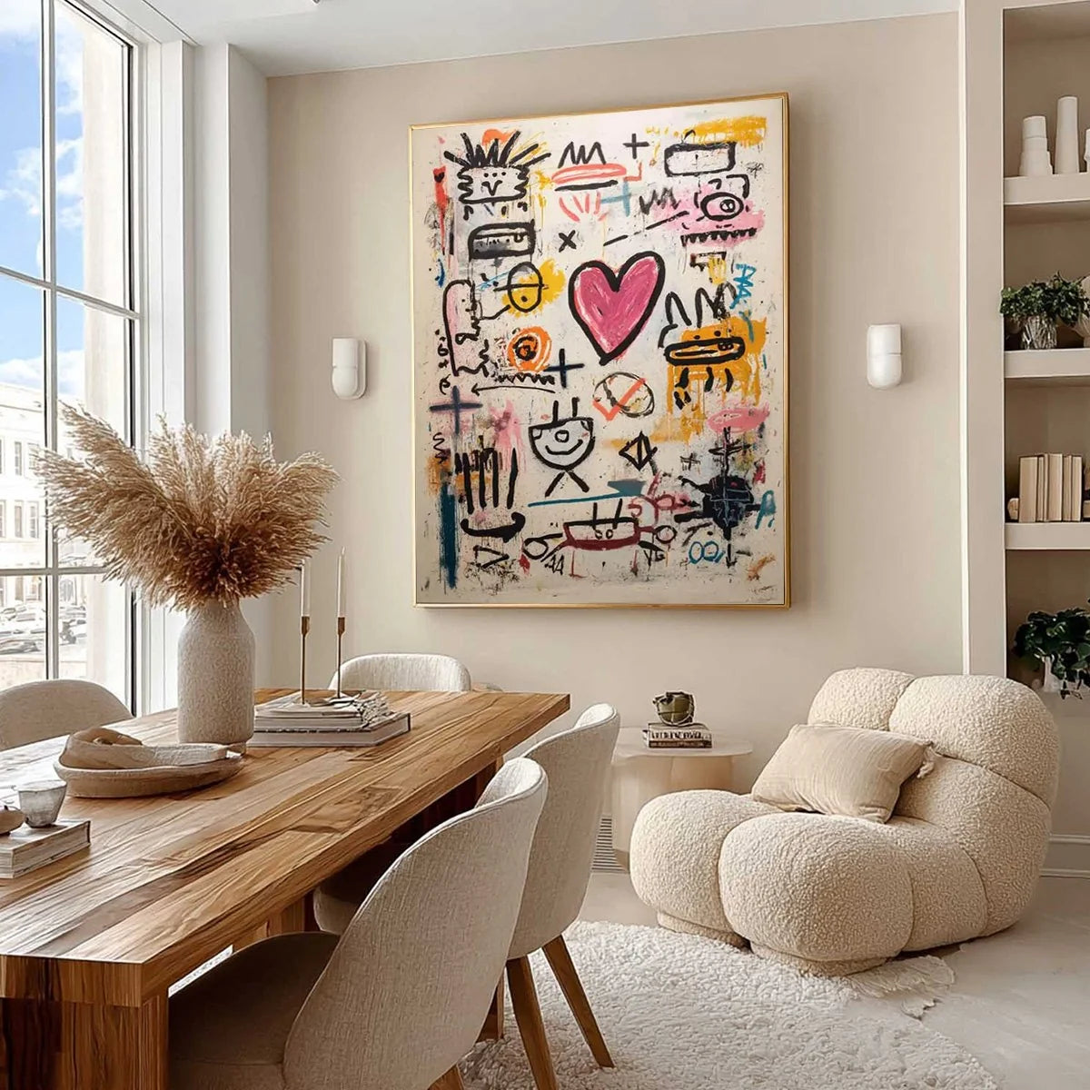URBAN HEARTBEAT: Graffiti-Style Abstract Oil Painting | Abstract mood, soft natural light studio shot