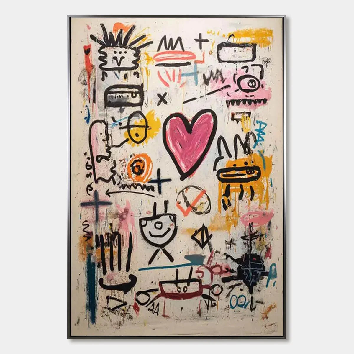 URBAN HEARTBEAT: Graffiti-Style Abstract Oil Painting | hanging in living room, Abstract wall art