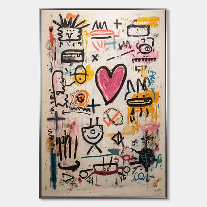 URBAN HEARTBEAT: Graffiti-Style Abstract Oil Painting | hanging in living room, Abstract wall art