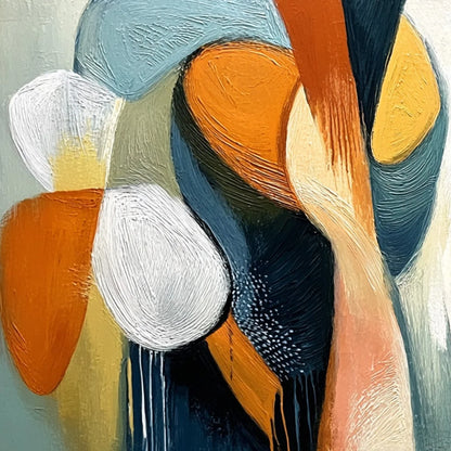 URBAN JUBILEE: Large Colorful Abstract Textured Oil Painting for Modern Decor | rectangular format, hand-painted canvas edge