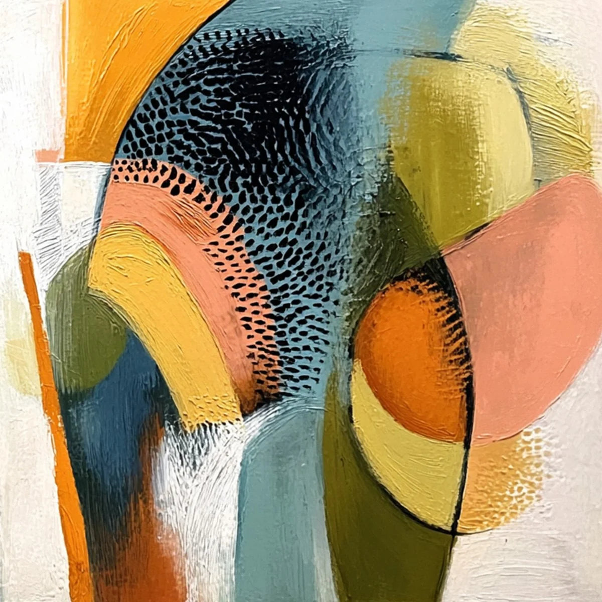 URBAN JUBILEE: Large Colorful Abstract Textured Oil Painting for Modern Decor | rolled canvas, ready for custom framing