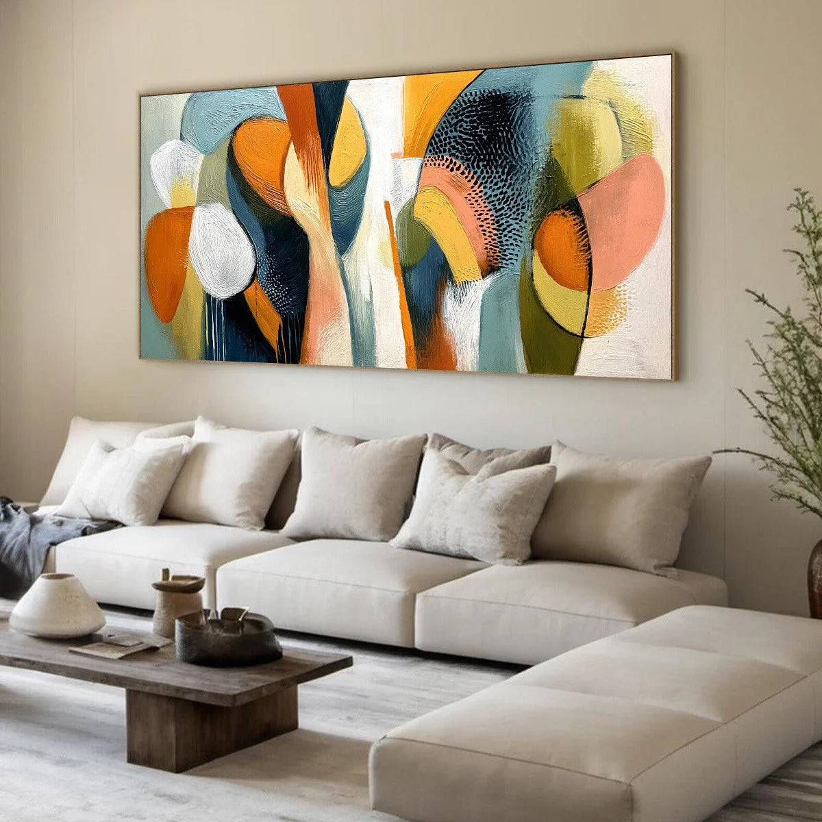 URBAN JUBILEE: Large Colorful Abstract Textured Oil Painting for Modern Decor | multi-color palette, original oil on stretched canvas art