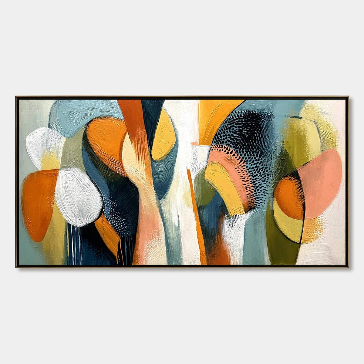 URBAN JUBILEE: Large Colorful Abstract Textured Oil Painting for Modern Decor | hanging in living room, Abstract wall art