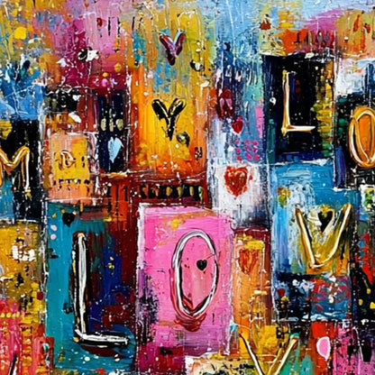 URBAN LOVE: Colorful Abstract Textured "Love" Word Art Painting | rolled canvas, ready for custom framing