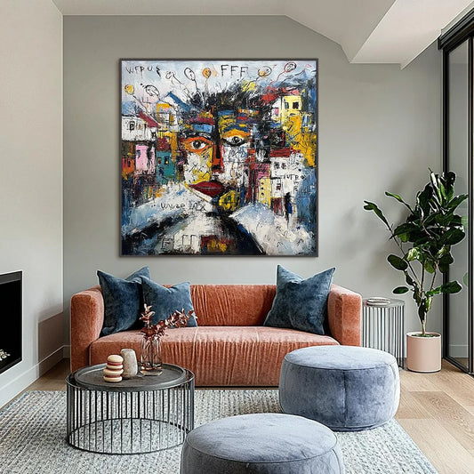 URBAN MINDSCAPE: Expressive Abstract Portrait Painting with Heavy Texture
