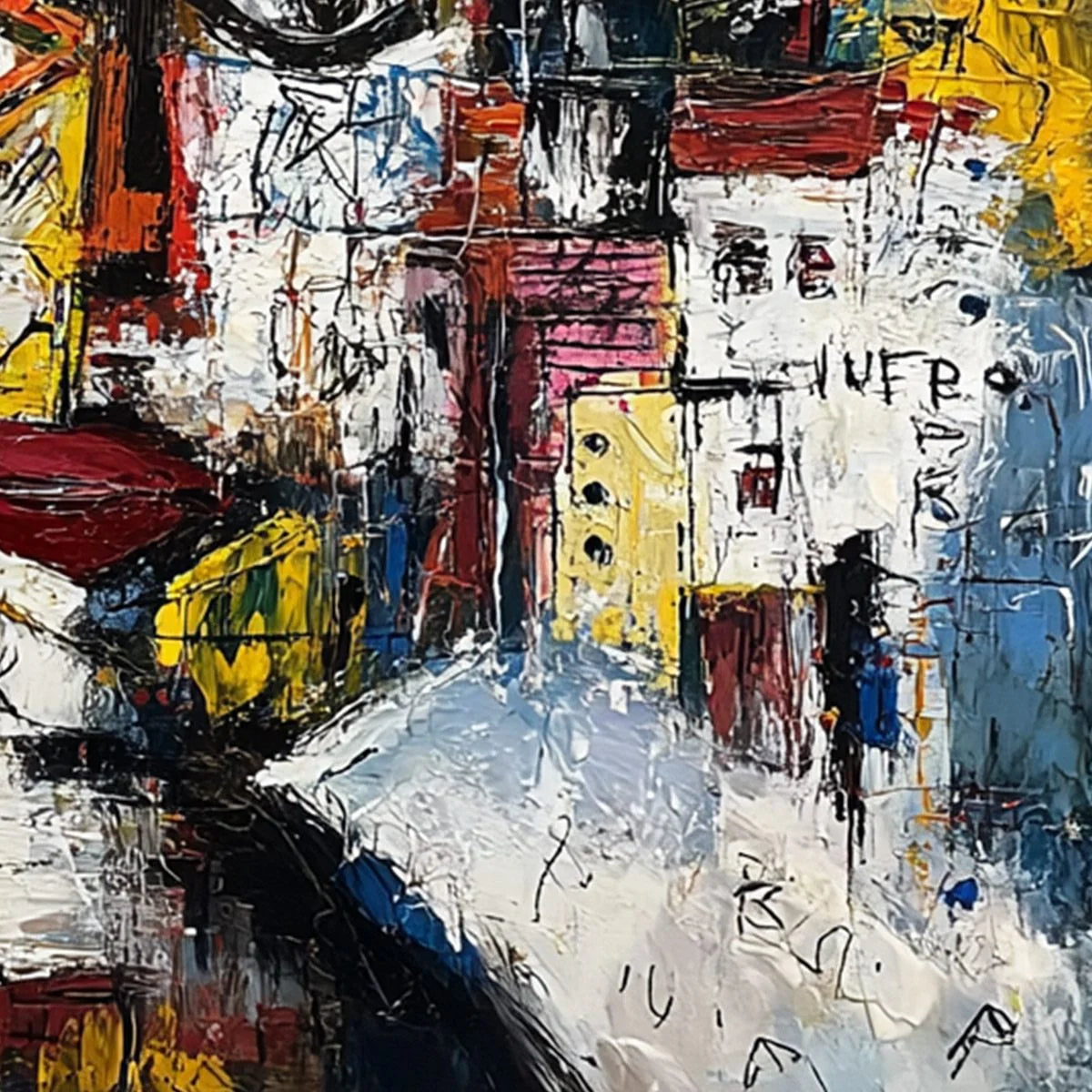 URBAN MINDSCAPE: Expressive Abstract Portrait Painting with Heavy Texture | rolled canvas, ready for custom framing
