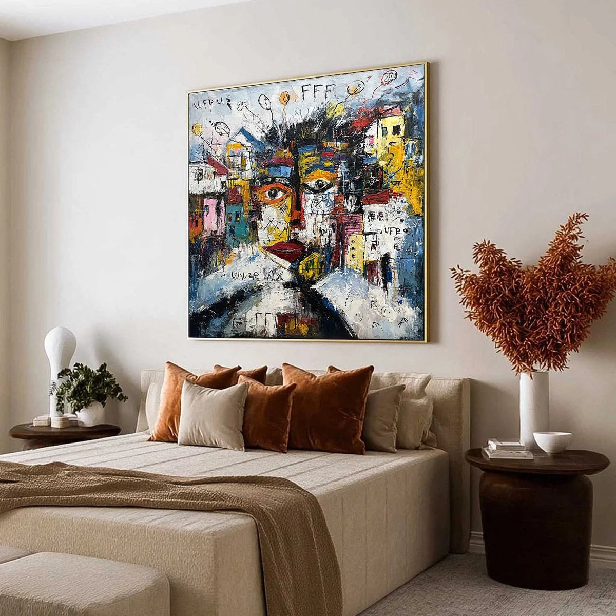 URBAN MINDSCAPE: Expressive Abstract Portrait Painting with Heavy Texture | Abstract mood, soft natural light studio shot