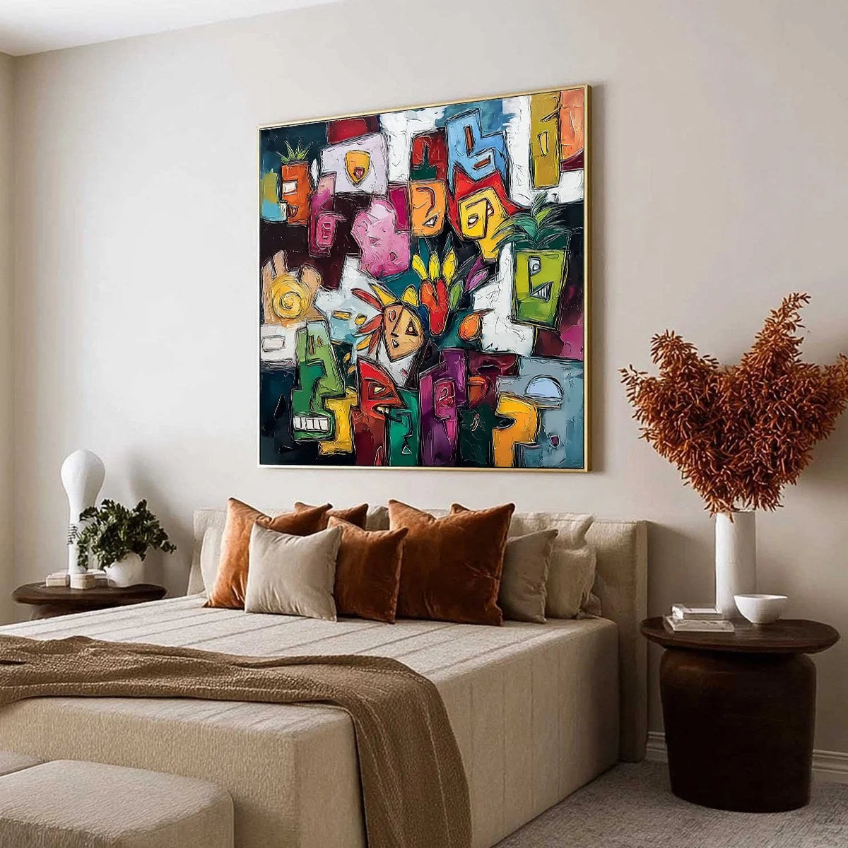 URBAN MOSAIC: Colorful Abstract People Painting with Heavy Texture | Abstract mood, soft natural light studio shot