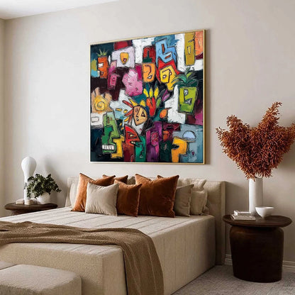 URBAN MOSAIC: Colorful Abstract People Painting with Heavy Texture | Abstract mood, soft natural light studio shot