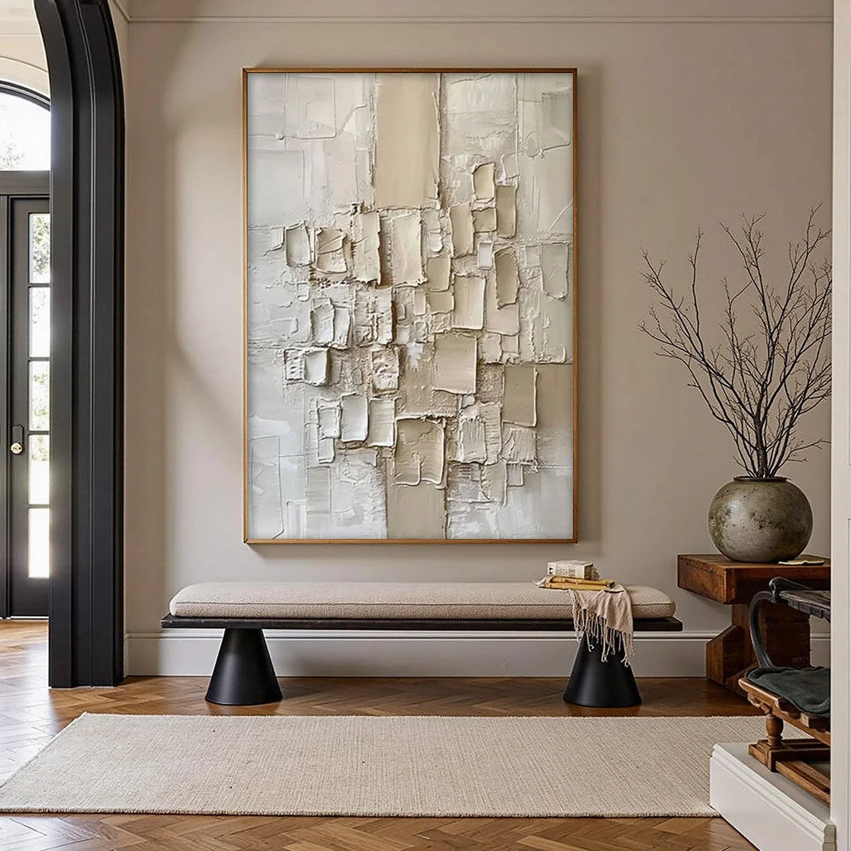 URBAN MOSAIC: Textured Minimalist Abstract Painting | rectangular format, hand-painted canvas edge
