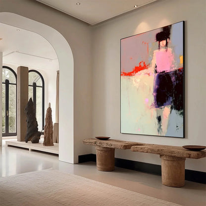 URBAN MUSE: Abstract Figurative Portrait Oil Painting | Figurative mood, soft natural light studio shot