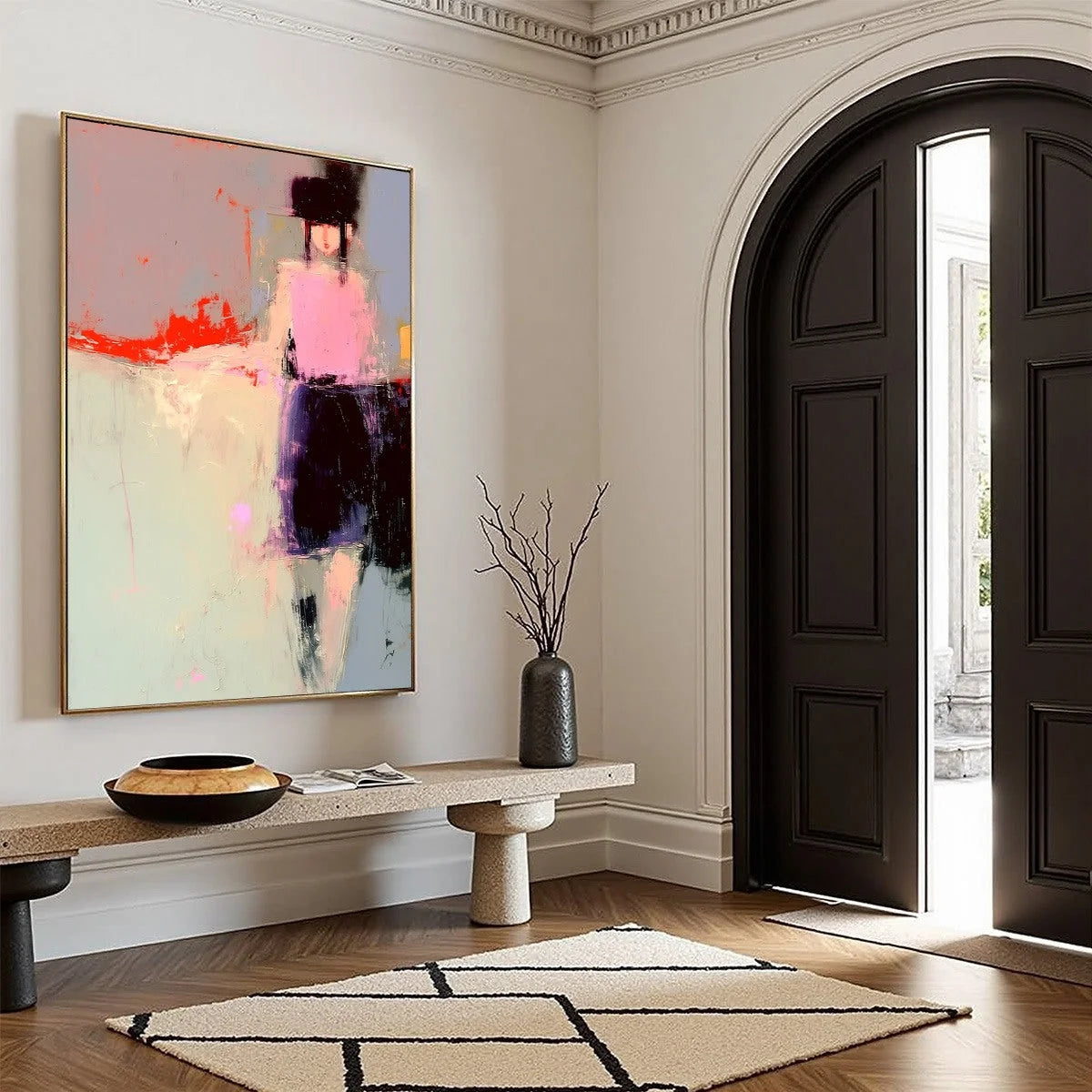 URBAN MUSE: Abstract Figurative Portrait Oil Painting | multi-color palette, original oil on stretched canvas art