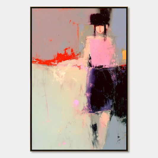 URBAN MUSE: Abstract Figurative Portrait Oil Painting | hanging in living room, Figurative wall art