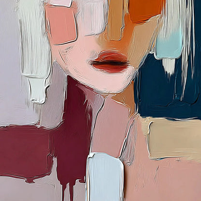 URBAN MUSE: Modern Abstract Figurative Portrait Painting | rectangular format, hand-painted canvas edge