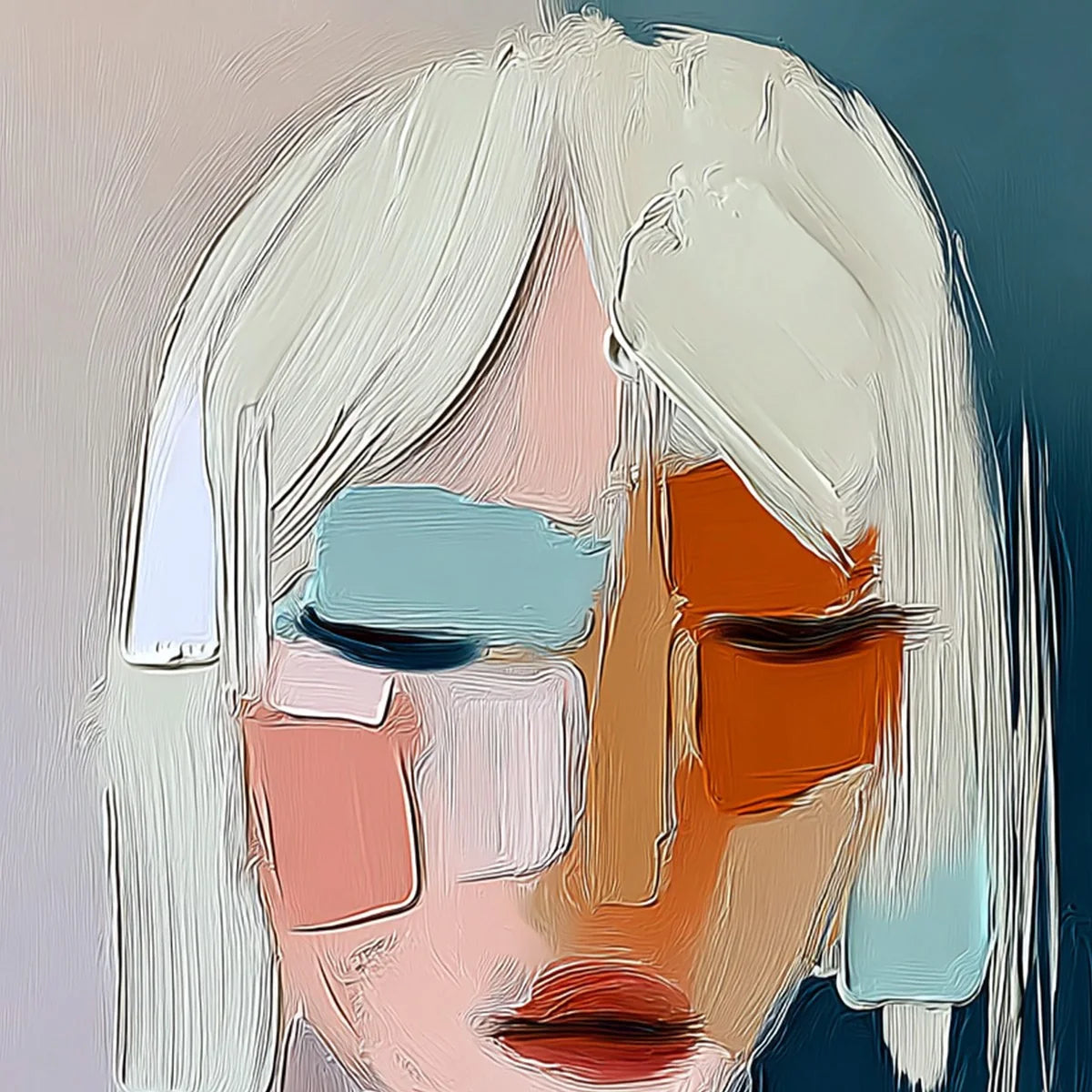 URBAN MUSE: Modern Abstract Figurative Portrait Painting | rolled canvas, ready for custom framing