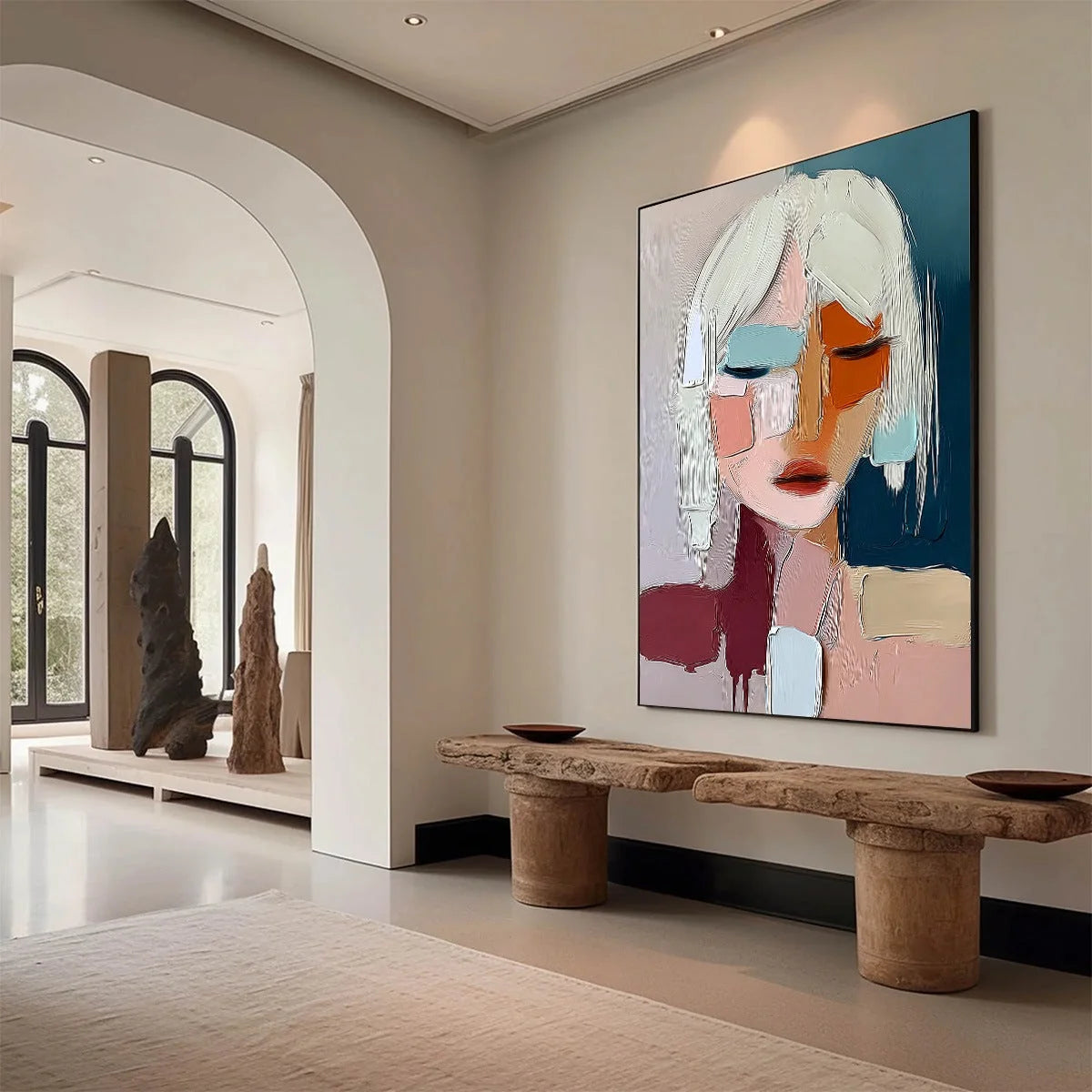 URBAN MUSE: Modern Abstract Figurative Portrait Painting | Figurative mood, soft natural light studio shot