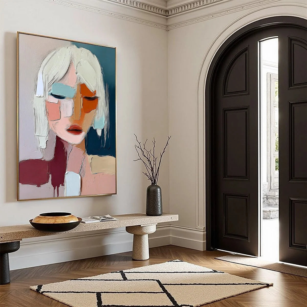 URBAN MUSE: Modern Abstract Figurative Portrait Painting | multi-color palette, original oil on stretched canvas art