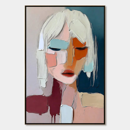 URBAN MUSE: Modern Abstract Figurative Portrait Painting | hanging in living room, Figurative wall art