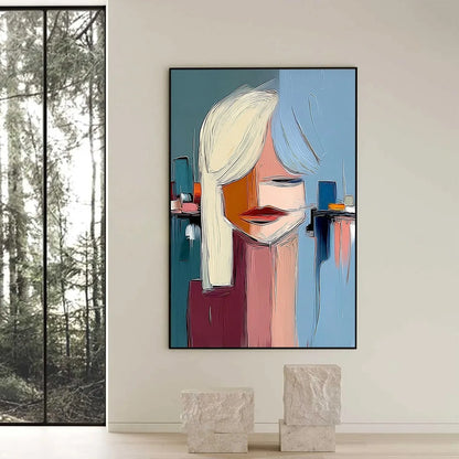 URBAN MUSE: Modern Abstract Portrait Wall Art | Abstract closeup, raised brushwork detail