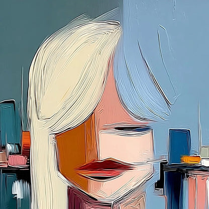 URBAN MUSE: Modern Abstract Portrait Wall Art | rectangular format, hand-painted canvas edge