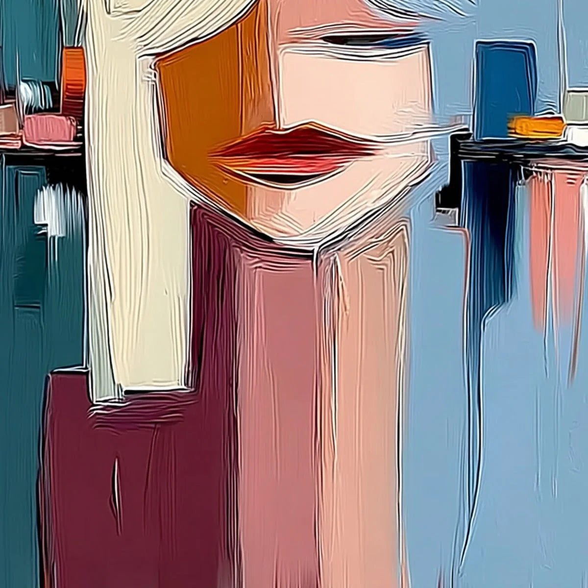 URBAN MUSE: Modern Abstract Portrait Wall Art | rolled canvas, ready for custom framing