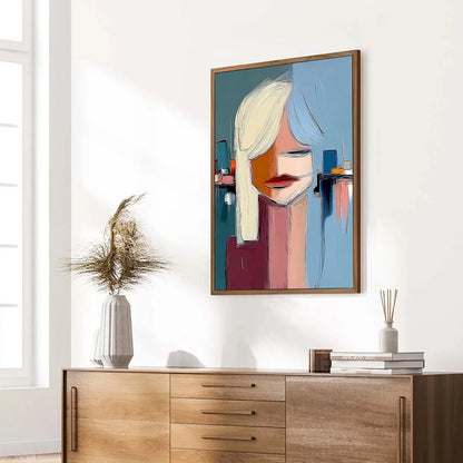 URBAN MUSE: Modern Abstract Portrait Wall Art | multi-color palette, original oil on stretched canvas art