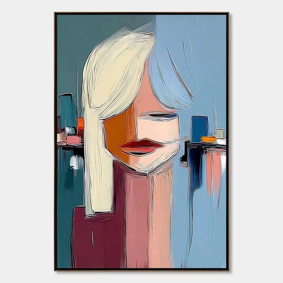 URBAN MUSE: Modern Abstract Portrait Wall Art | hanging in living room, Abstract wall art