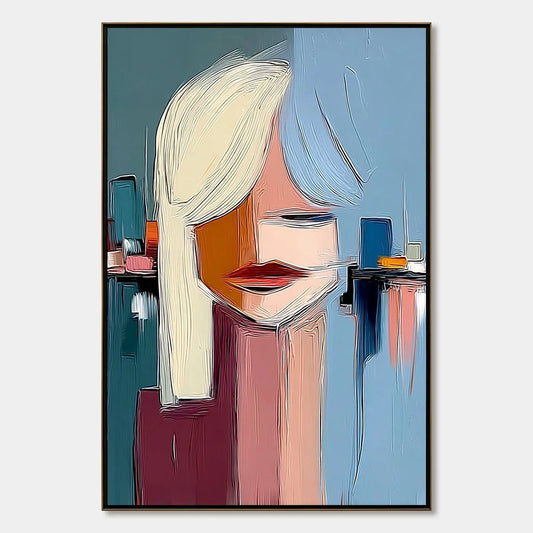 URBAN MUSE: Modern Abstract Portrait Wall Art | hanging in living room, Abstract wall art