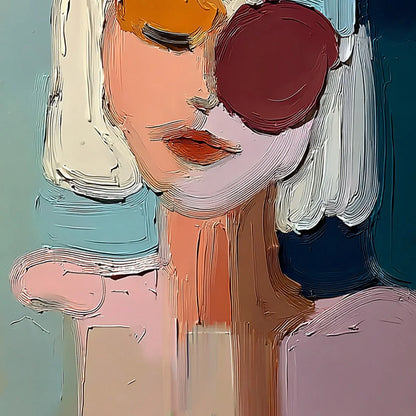 URBAN MUSE: Textured Abstract Portrait Oil Painting for Modern Decor | rolled canvas, ready for custom framing