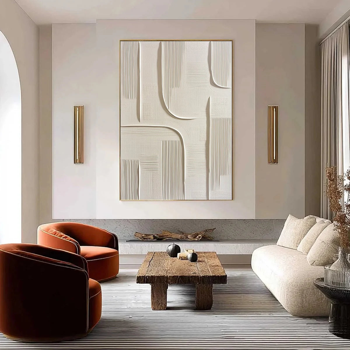 URBAN PATHWAYS: Textured Minimalist Wabi Sabi Abstract Wall Art | Minimalist closeup, raised brushwork detail