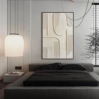 URBAN PATHWAYS: Textured Minimalist Wabi Sabi Abstract Wall Art | gold frame stretched on neutral wall