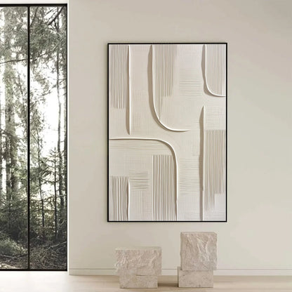 URBAN PATHWAYS: Textured Minimalist Wabi Sabi Abstract Wall Art | black frame version on white wall