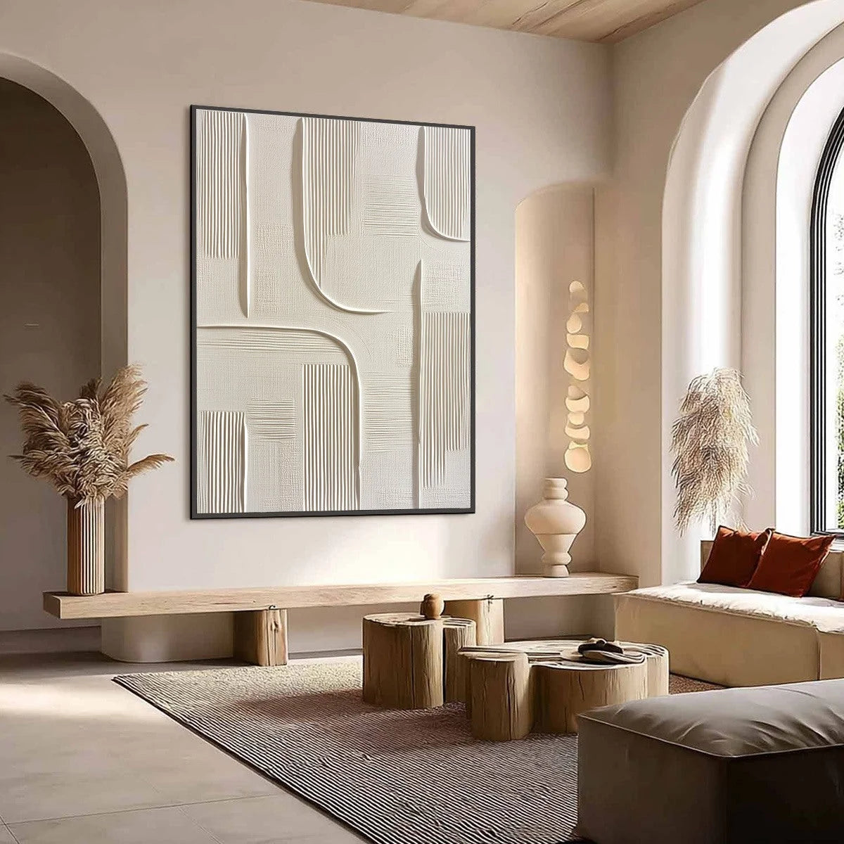 URBAN PATHWAYS: Textured Minimalist Wabi Sabi Abstract Wall Art | Minimalist mood, soft natural light studio shot