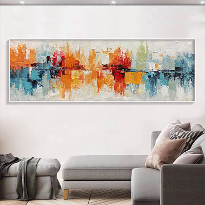 URBAN REFLECTIONS: Abstract Cityscape Impasto Oil Painting | Abstract closeup, raised brushwork detail