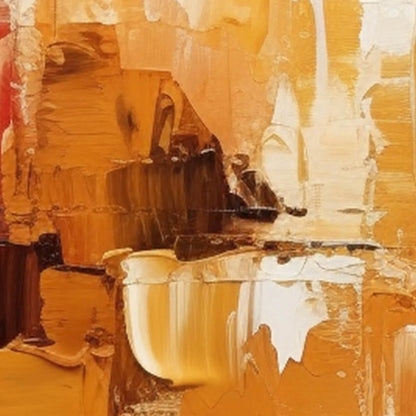 URBAN REFLECTIONS: Abstract Cityscape Impasto Oil Painting | rectangular format, hand-painted canvas edge