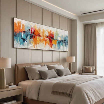 URBAN REFLECTIONS: Abstract Cityscape Impasto Oil Painting | rolled canvas, ready for custom framing