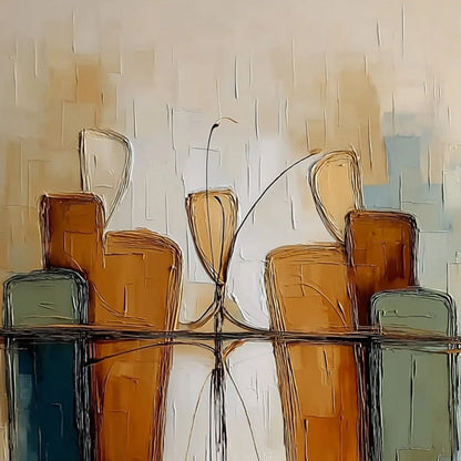 URBAN REFLECTIONS: Textured Abstract Cityscape Reflection Oil Painting | rolled canvas, ready for custom framing