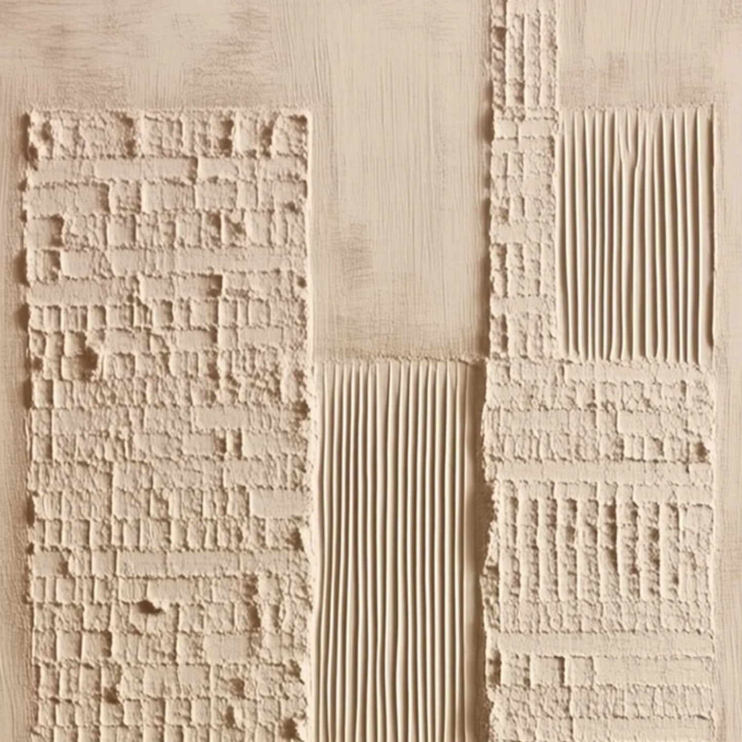 URBAN RELIC: Textured Minimalist Abstract Painting in Neutral Beige Tones | rectangular format, hand-painted canvas edge