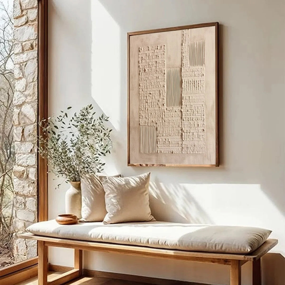 URBAN RELIC: Textured Minimalist Abstract Painting in Neutral Beige Tones | beige palette, original oil on stretched canvas art