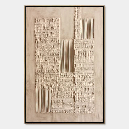 URBAN RELIC: Textured Minimalist Abstract Painting in Neutral Beige Tones | hanging in living room, Minimalist wall art