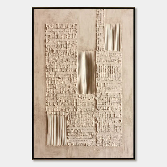 URBAN RELIC: Textured Minimalist Abstract Painting in Neutral Beige Tones | hanging in living room, Minimalist wall art