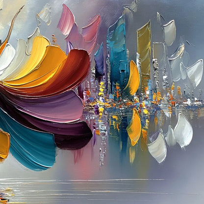 URBAN RHAPSODY: Textured Palette Knife Painting of a Dancer in a Cityscape | rolled canvas, ready for custom framing