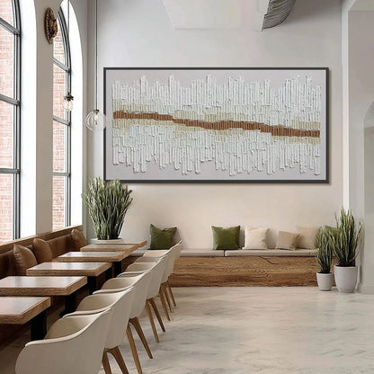 URBAN RHYTHM: Large Horizontal Textured Minimalist Abstract Painting | Minimalist closeup, raised brushwork detail