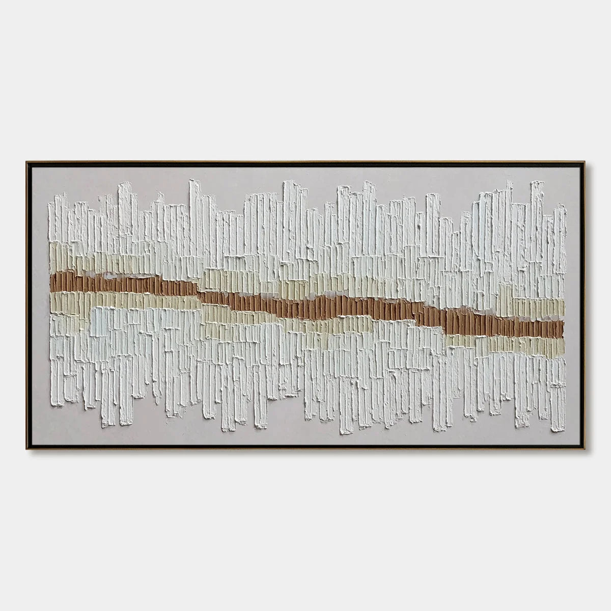 URBAN RHYTHM: Large Horizontal Textured Minimalist Abstract Painting | hanging in living room, Minimalist wall art