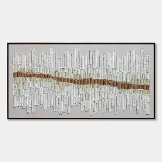 URBAN RHYTHM: Large Horizontal Textured Minimalist Abstract Painting | hanging in living room, Minimalist wall art