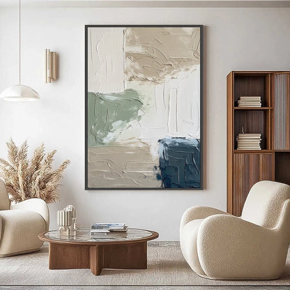 URBAN SANCTUARY: Textured Minimalist Abstract Painting | Minimalist closeup, raised brushwork detail