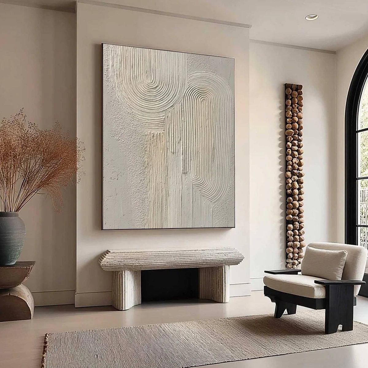 URBAN SANCTUARY: Textured Minimalist Arch Abstract Painting | multi-color palette, original oil on stretched canvas art