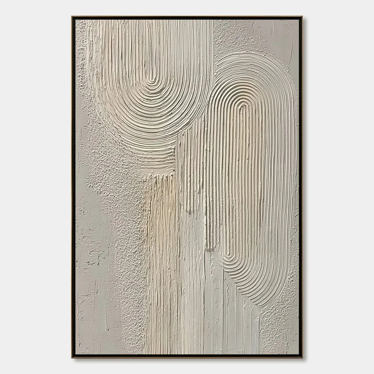 URBAN SANCTUARY: Textured Minimalist Arch Abstract Painting | hanging in living room, Minimalist wall art